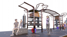 Двойная уличная мультистанция с рукоходом DESIRE FITNESS Open Air Quattro Double
